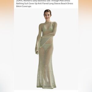 Maxi crochet green coverup